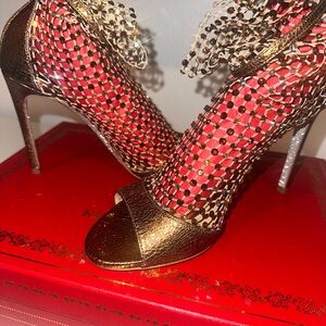 NWT Designer Heels Rene Caovilla Galaxia Bronze